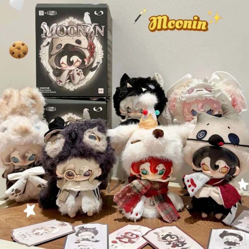 TOPTOY Moonin Enveloped Night Series Blind Box Dark Style Plush Pendants Surprise Car Desktop Ornaments Mystery Anime Dolls Gift
