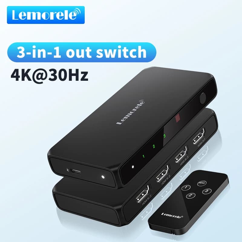 LEMORELE Switcher HDMI 4K @ 30Hz Converter distributor 5 in 1 output Two-way switch for laptop TV Projector Monitor Switch