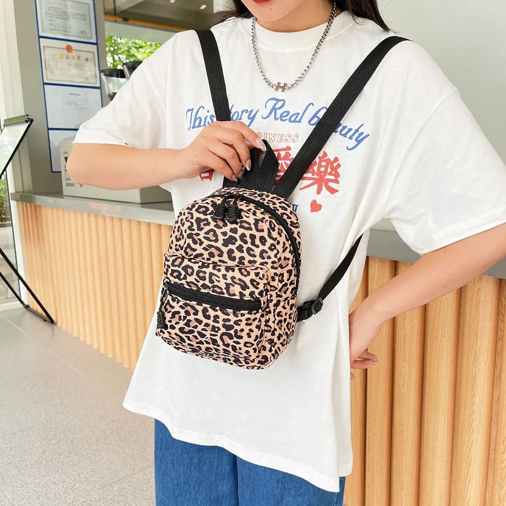 Zaino da donna elegante stile preppy modello animale stampa borse in nylon per il tempo libero studente scuola zaini grandi zaini