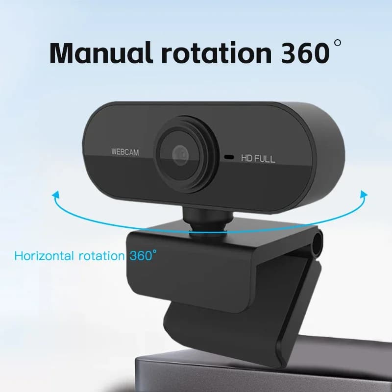 Webcam 1080P for PC, rotating USB camera without driver with desktop computer microphone, for video calls and conferences