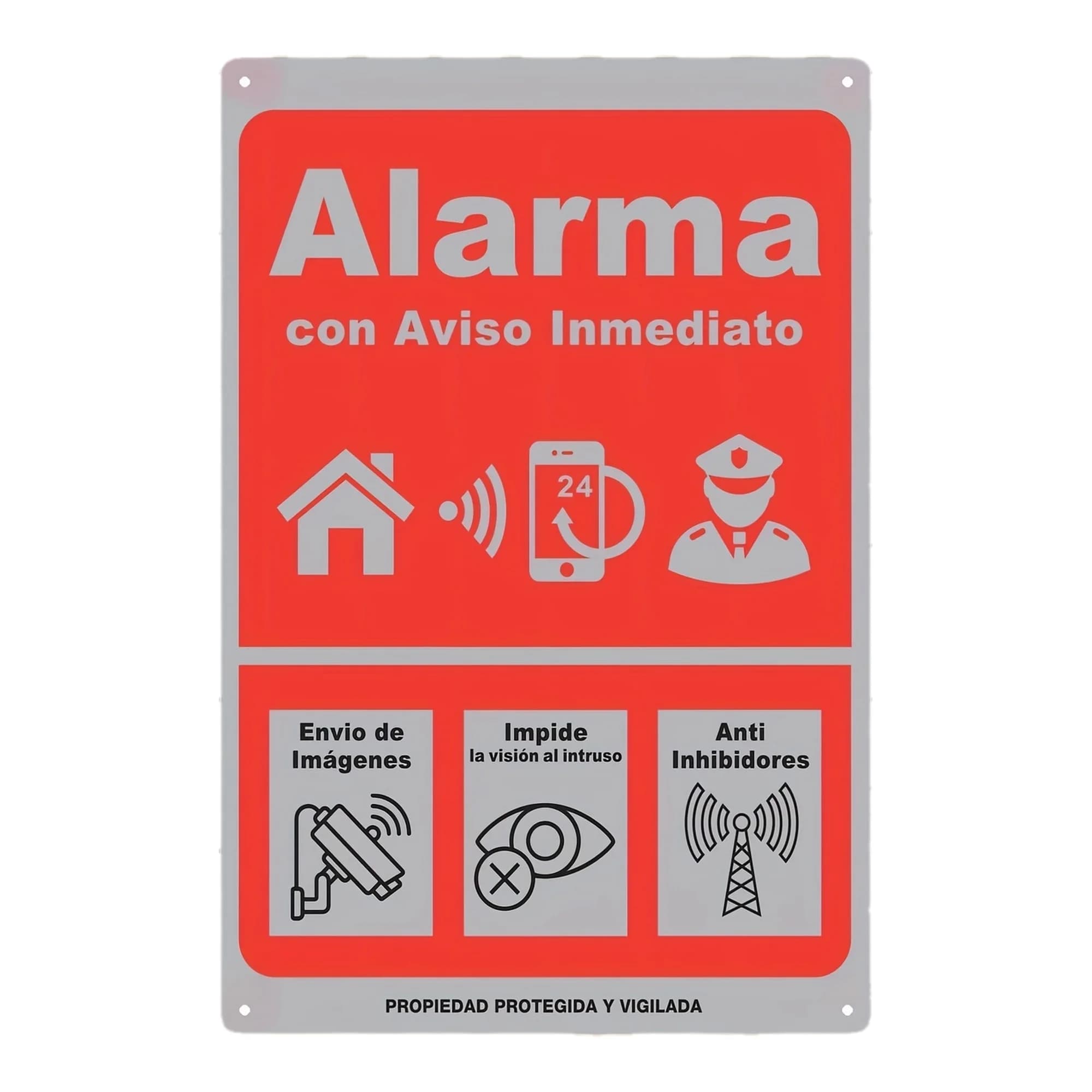 Security Alarm Warning Sign Metal Plate 24 Hour Surveillance Anti Jamming Camera Alert Property Protected Notice For Home Gar