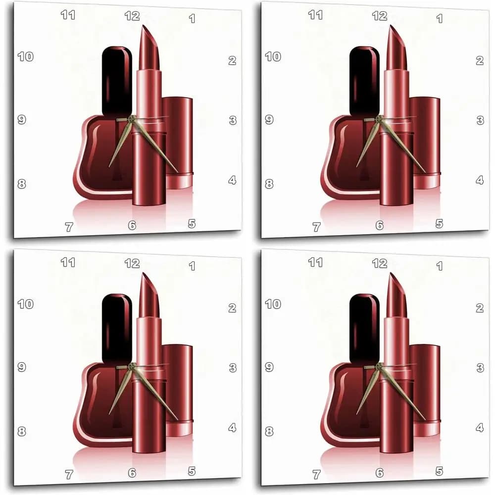 Wall clock with deep pink enamel and 15 x 15 inch lipstick
