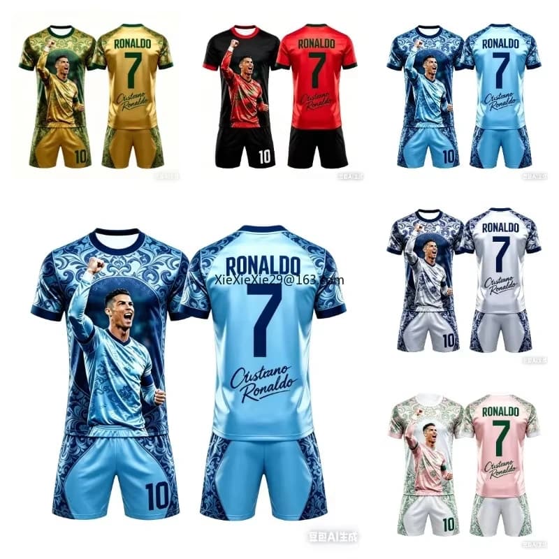 AI Popolare 2026 # Set Estivo 7 Ronaldo per Bambini e Adulti, Maglietta a Maniche Corte e Pantaloncini da Calcio, Stile Coppia Unisex