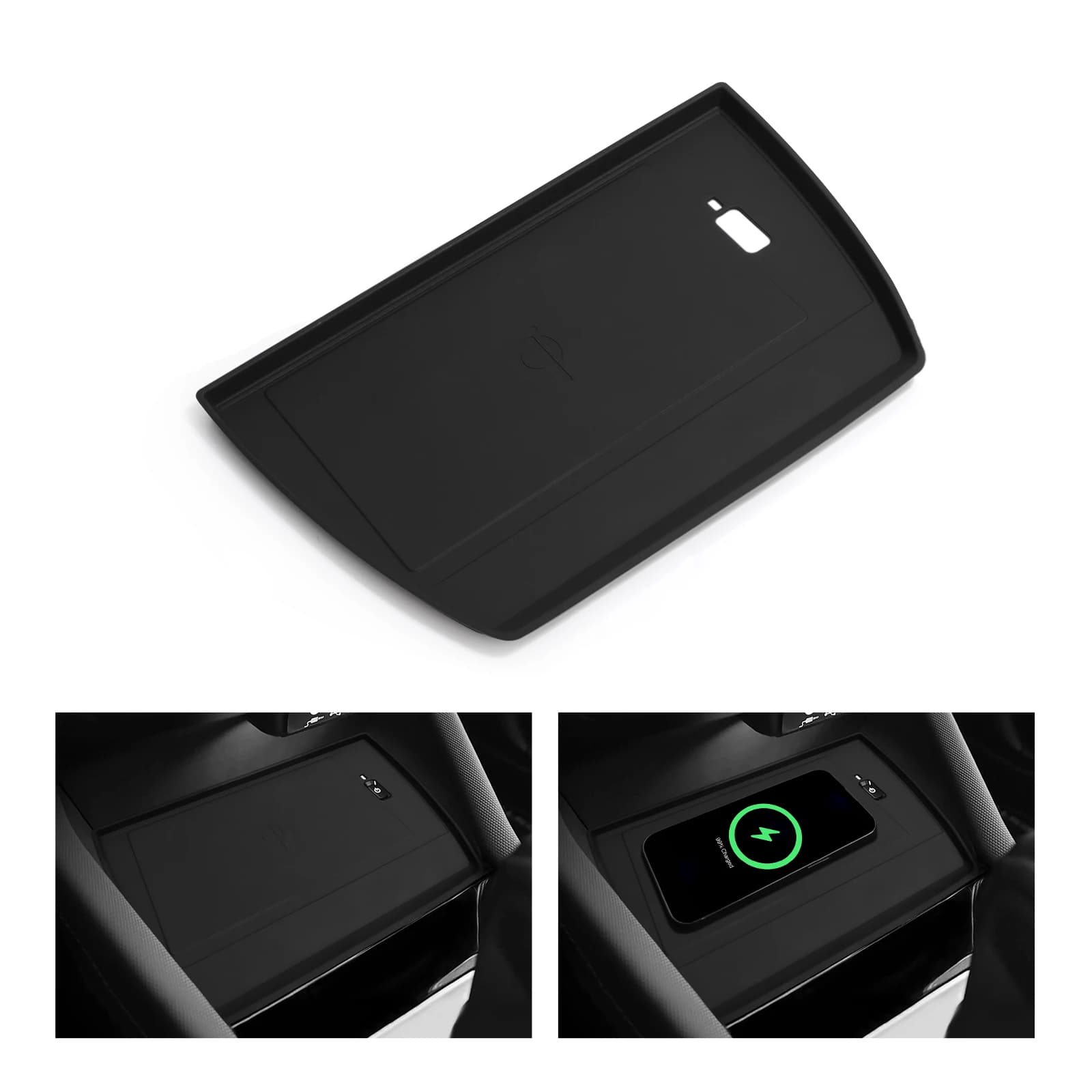 Tappetino Antiscivolo in Silicone per Console Centrale con Caricatore Wireless per Subaru Forester 2025, Accessori Interni Neri