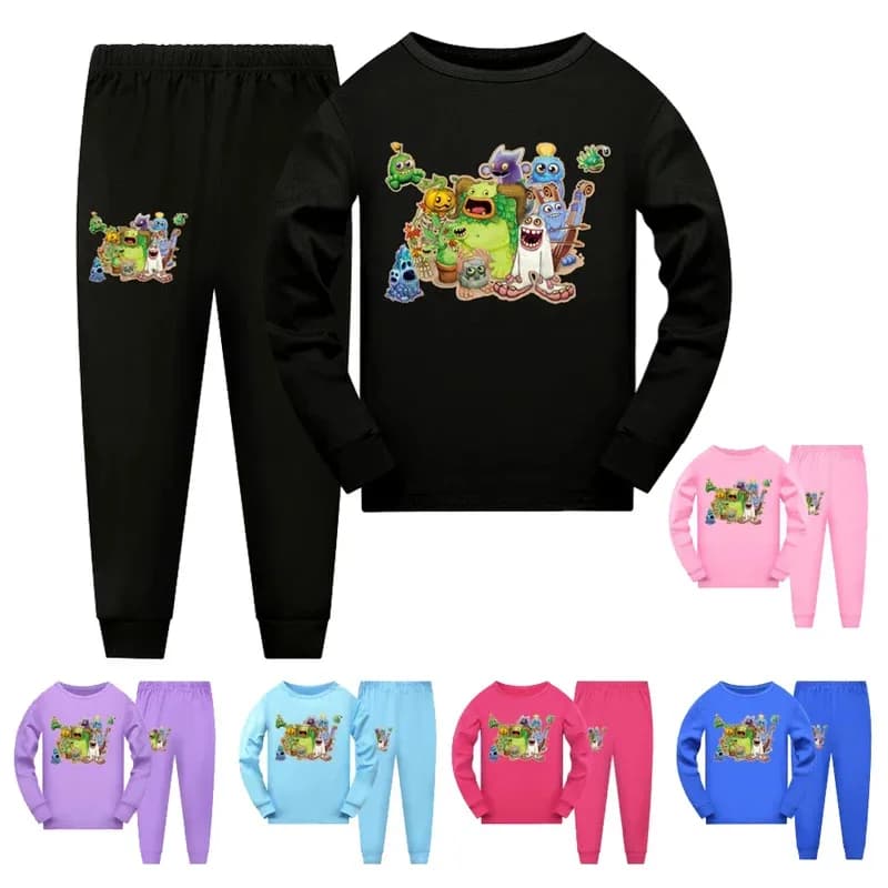 lHalloween Cosplayl Ragazzi Vestiti il mio mostro che canta Pigiama per bambini Pantaloni Set Cartoon Sleepwear Pigiama per bambini per ragazze Bambino