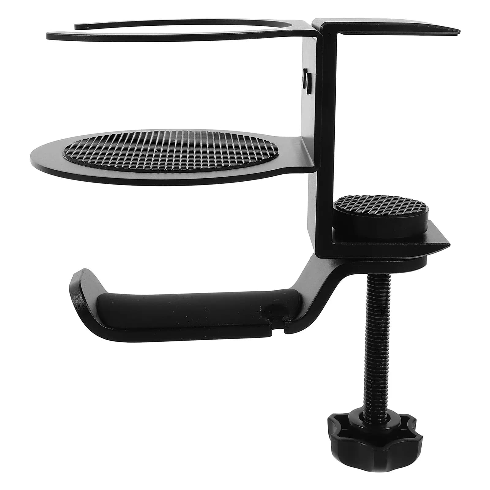 Supporto per cuffie da scrivania con morsetto e porta bicchiere 2 in 1, regolabile e girevole a 360 gradi, per cuffie da gaming e PC