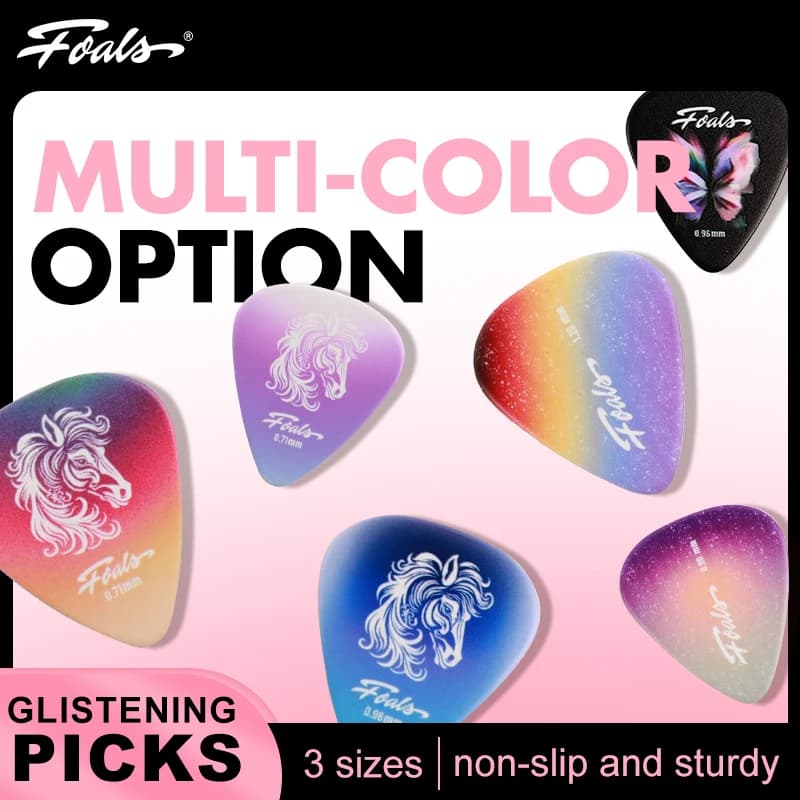 FOALS serie colorata 9 pezzi chitarra elettrica chitarra folk ukulele pick pick resistente all'usura con scatola