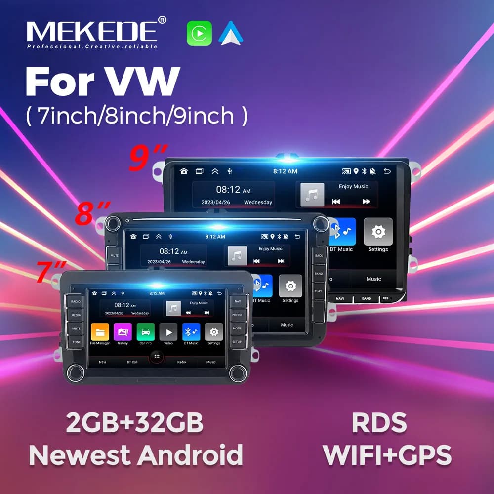 MEKEDE Car Multimedia Player Wireless CarPlay Android Car 7 inch 8 inch 9 inch screen for VW Volkswagen autoradio 2 din DVD