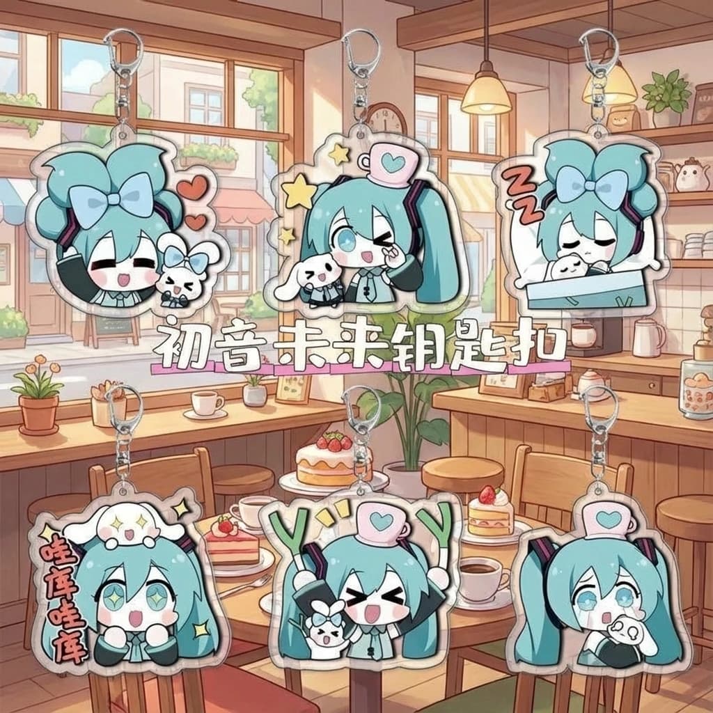 Portachiavi in Acrilico Hatsune Miku Princess, Ciondolo Fai-da-Te per Idol Virtuale, Figurina Anime da Collezione, Regalo per Fan, Accessorio per Cosplay