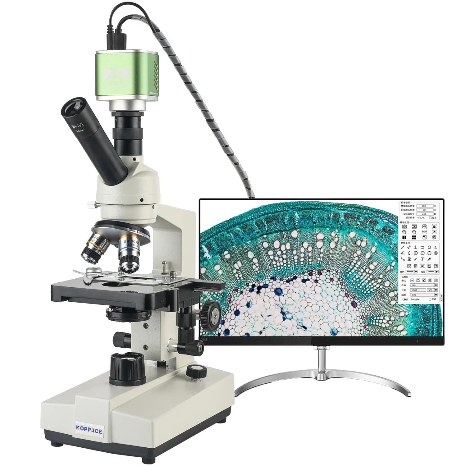 Microscopio biologico elettronico KOPPACE 2500X 8,3 milioni di pixel Telecamera 4K 185 Obiettivo acromatico