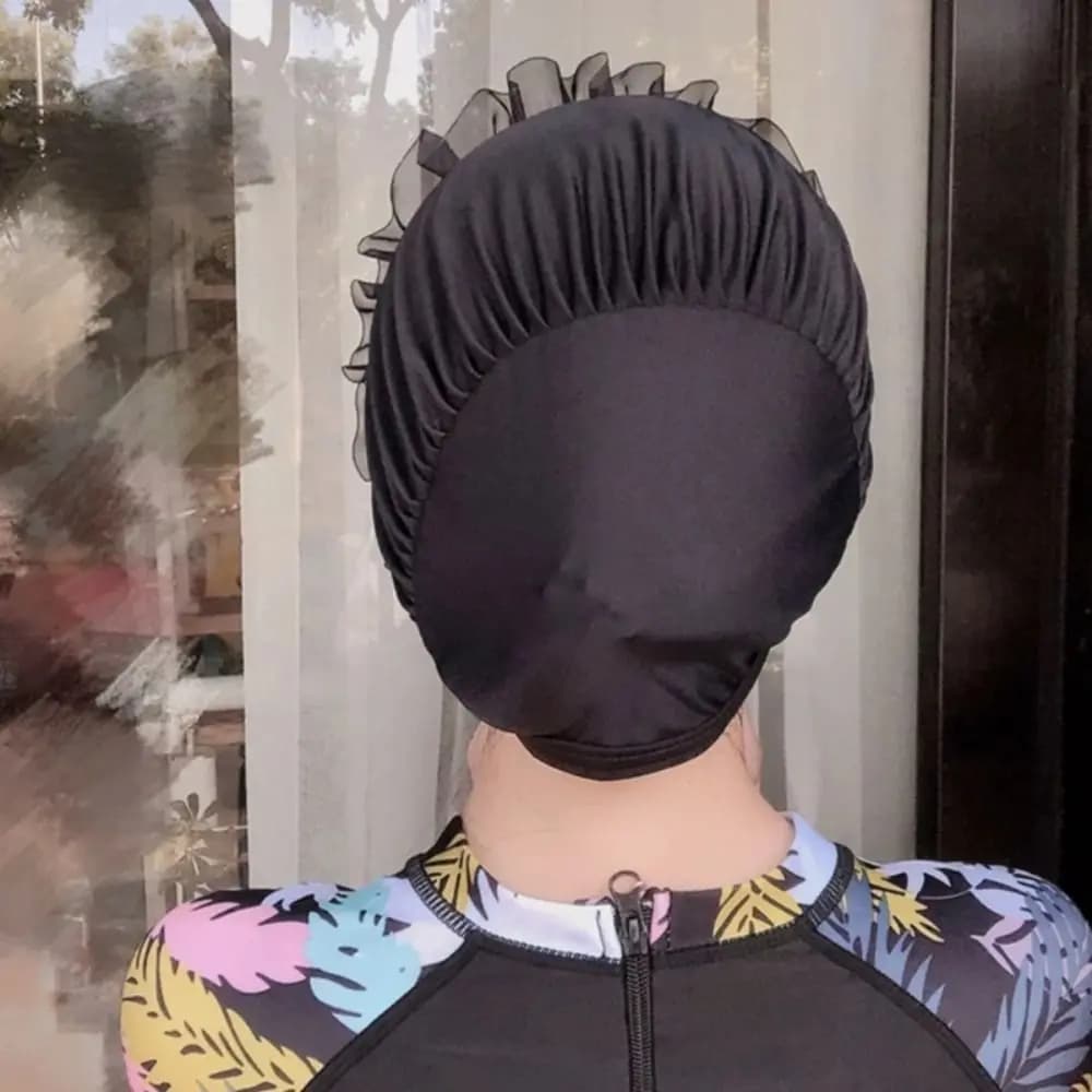 Cuffia da nuoto in pizzo coreano Protezione per le orecchie Cappello da sub elastico di dimensioni libere Ins Bellissimo regalo per cuffia da bagno