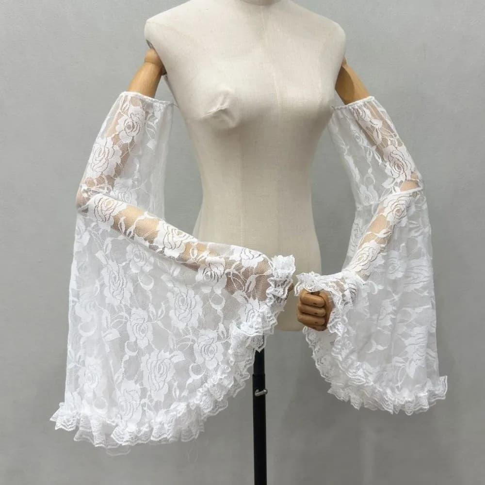 Luxurious Sunscreen Long Tulle Sleeves Thin Lace Sheer Bridal Gloves Breathable Gothic Wedding Gloves Gothic Events