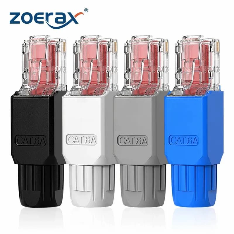 Connettore RJ45 senza attrezzi ZoeRax, spina di terminazione sul campo CAT6A CAT6, spina modulare placcata in oro con strumento RJ45,