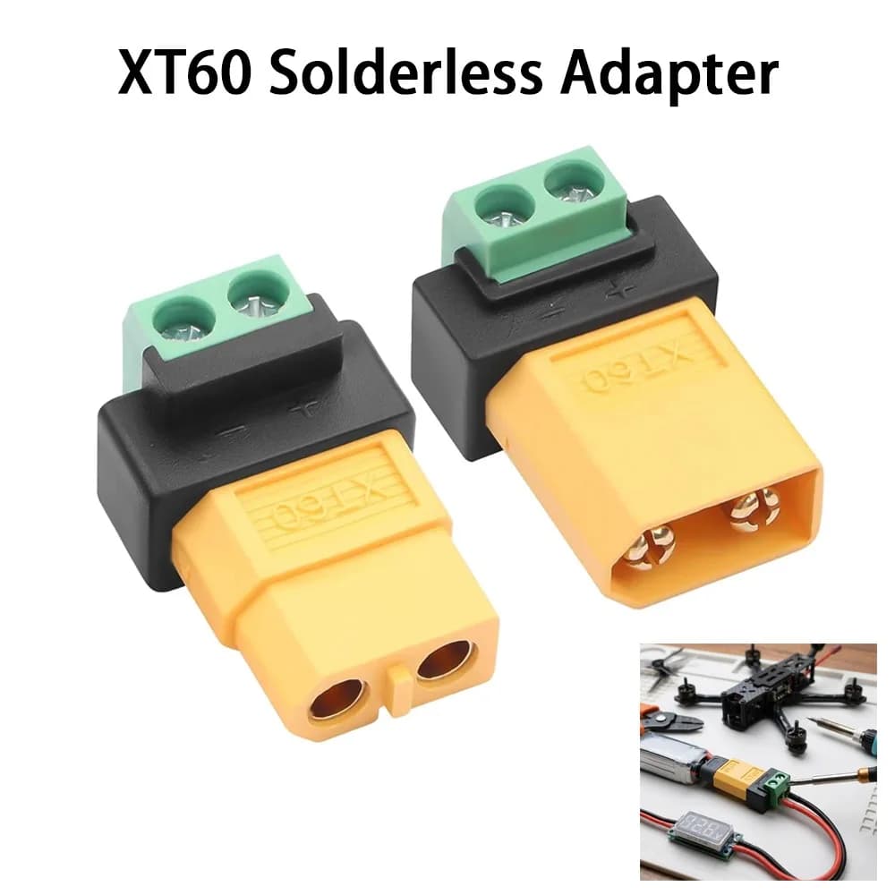 Solderless XT60 Male Female To 2‑Pin Screw Terminal Adapter Portable Power Bullet Plug Connector For RC Drone Aircraft Model