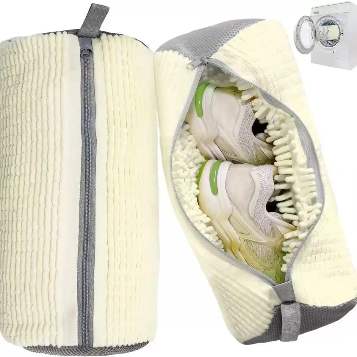 Sacchetti per Lavaggio Scarpe in Lavatrice con Cerniera, Sacchetto per Bucato con Interno Morbido, Perfetto per Sneakers e Scarpe Casual