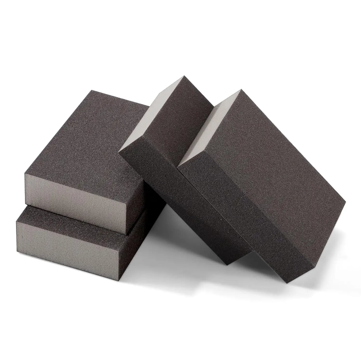 Set da 4 pezzi di spugnette abrasive manuali, spugna abrasiva, grana 60/80/100/120/180/220 mesh, tamponi in spugna per lucidatura e molatura, carta vetrata in spugna a doppio uso, metallo e legno, lavabili e riutilizzabili