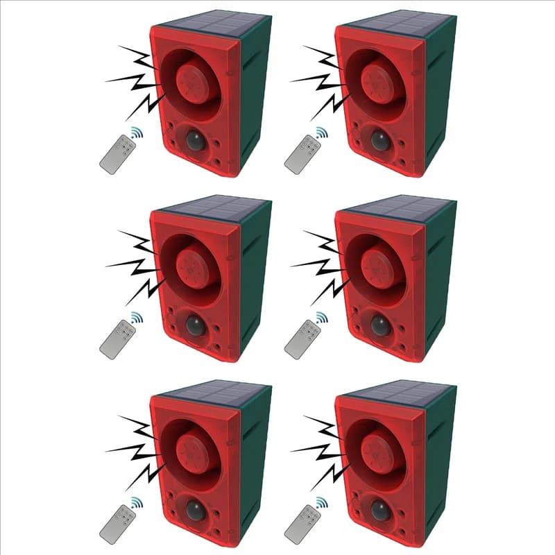 【RECOMENDAR】Arma con sensore di movimento solare 6X con telecomando, sistema di allarme di sicurezza con allarme sonoro e luminoso da 130 dB