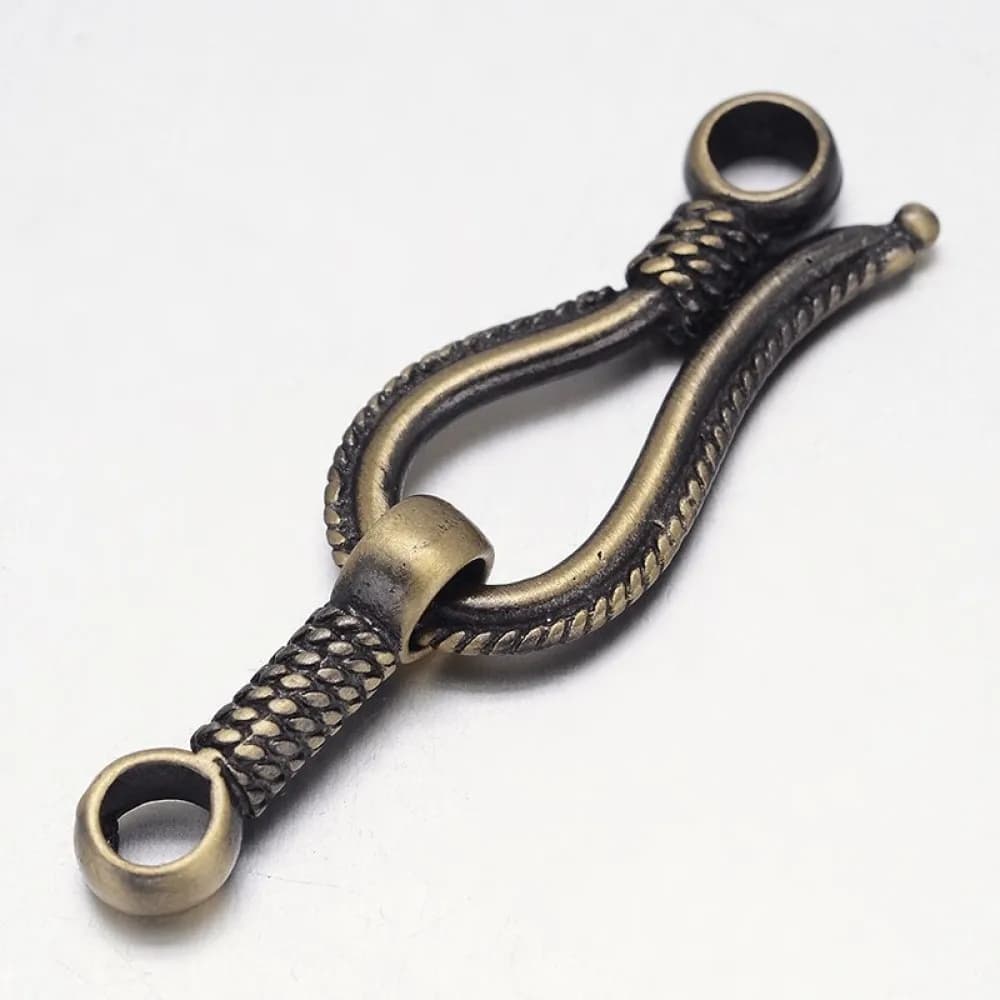 Brass hook plated rack and clasp with S hook Brushed antique bronze without nickel 45x14x4mm Hole: kit 3.5 mm