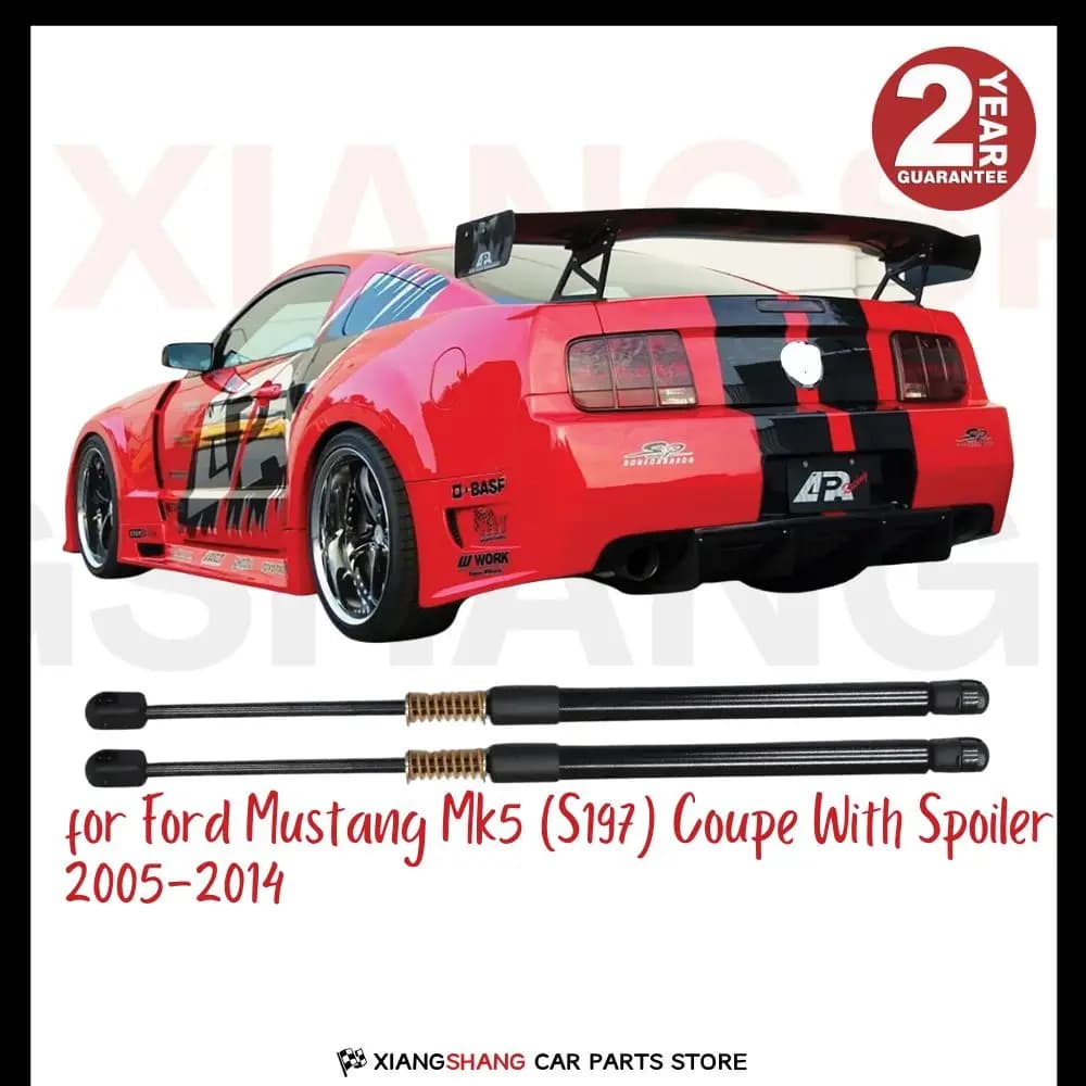 Ammortizzatore portellone posteriore 2 pezzi per Ford Mustang Mk5 (S197) Coupé con spoiler 2005-2014 CON ammortizzatori a gas caricati a gas per bagagliaio a molla