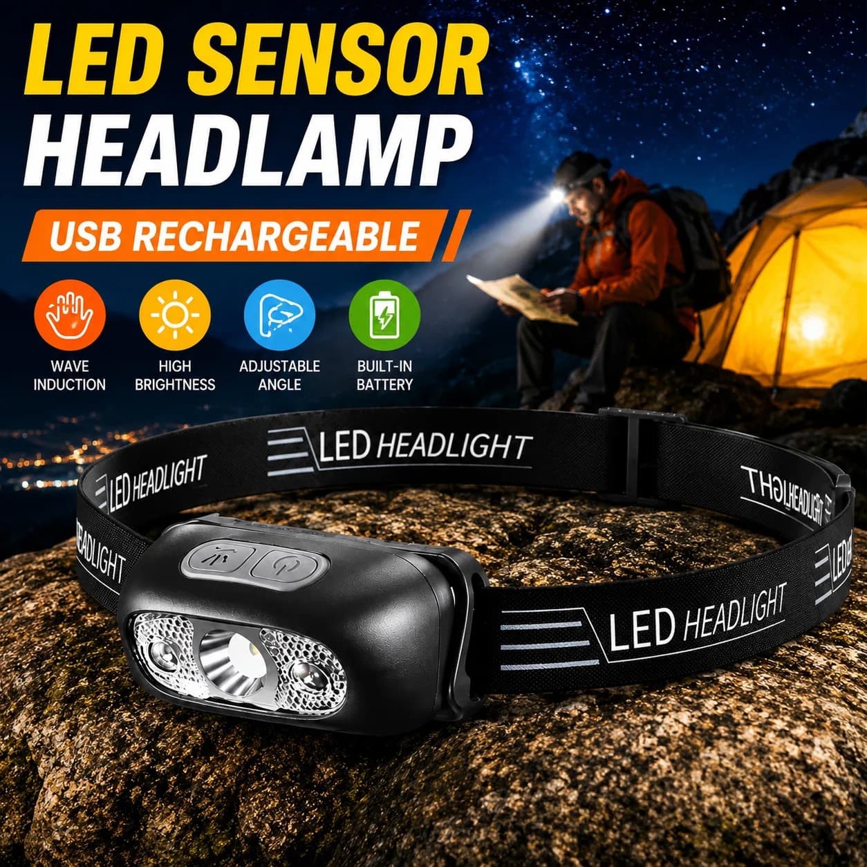 Strong Light Headlamp Mini Led Night Fishing Powerful Torch Head Lamp Outdoor Waterproof Camping Portable LED Sensor Headlamps