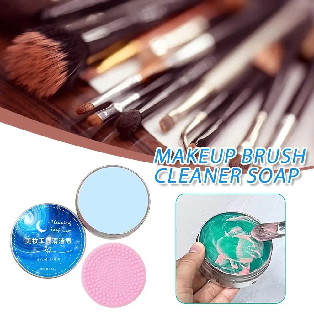Cleansing soap for heart-shaped makeup brushes with starry sky, solid soap for beauty sponge blender for makeup tools