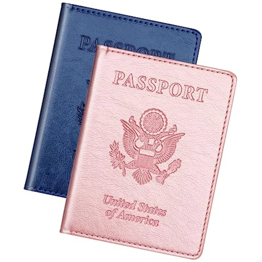 Passport Holder 2Pcs, Passport Cover Wallet Case for Women Men Family, Passports Book Holders Travel Must Haves Cruise Ship Ess