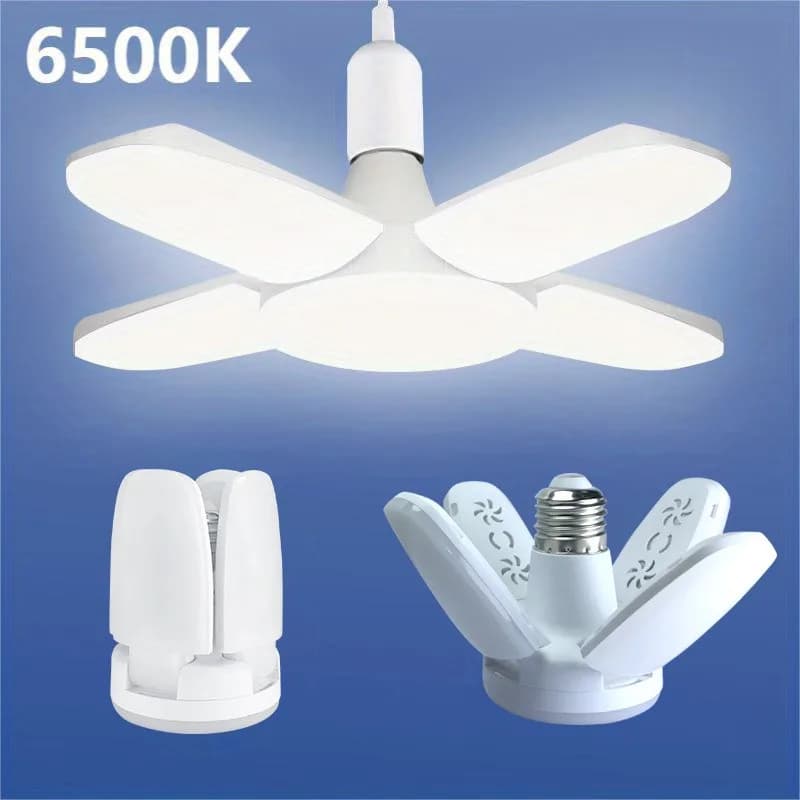 Foldable LED fan shaped bulb E27 from 28 W AC220V/110 V Deformation for domestic ceiling lights Warehouse and garage White light bulb 6500 K