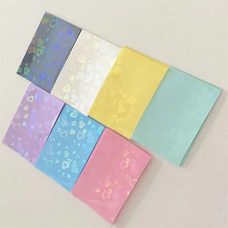 50 Pezzi/Confezione Custodie per Carte Kpop, Porta Carte con Cuore Luccicante, Protezioni per Fotocard