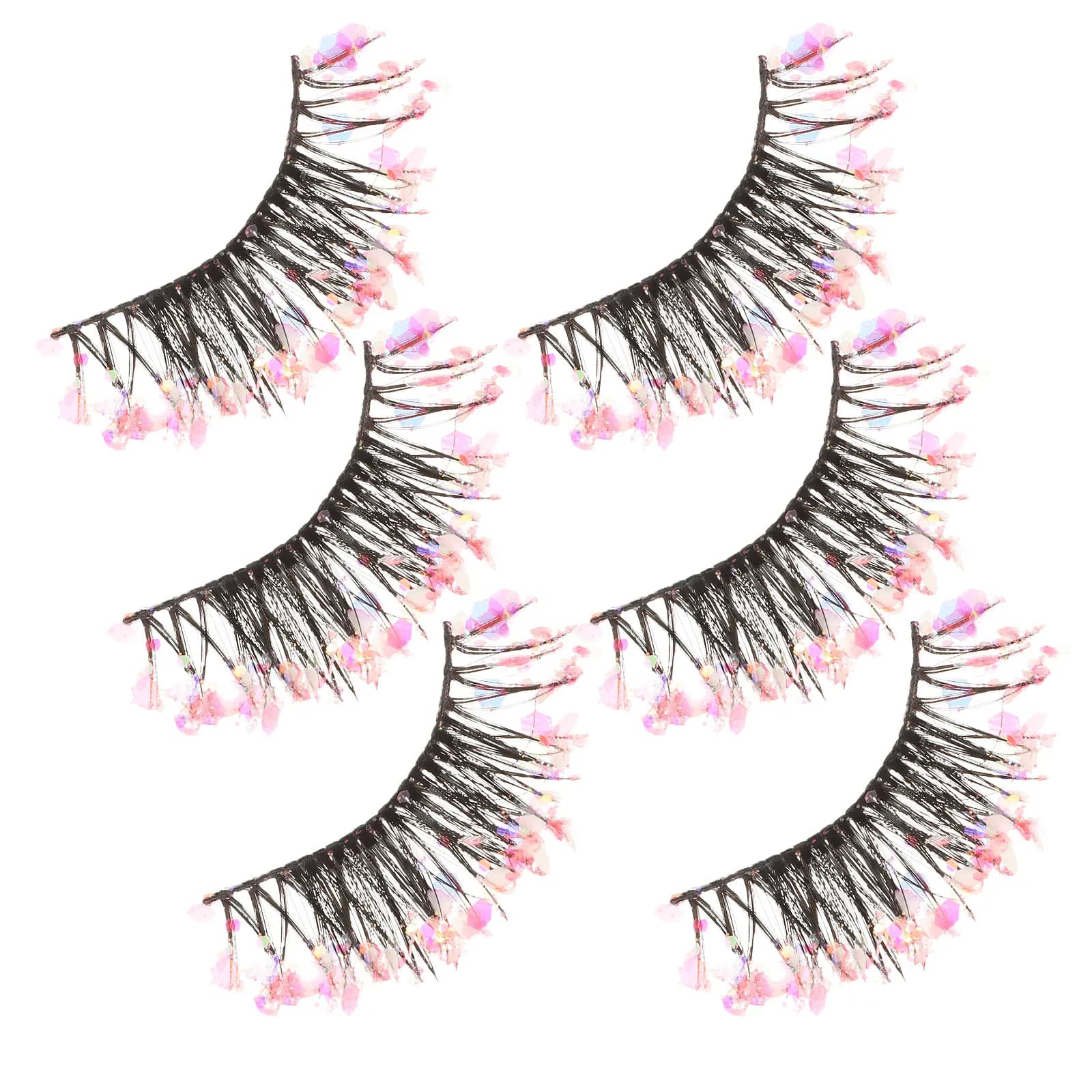 3 paia di ciglia finte luminose con glitter, stile naturale corto e sottile, per accessori per il trucco, performance per feste notturne