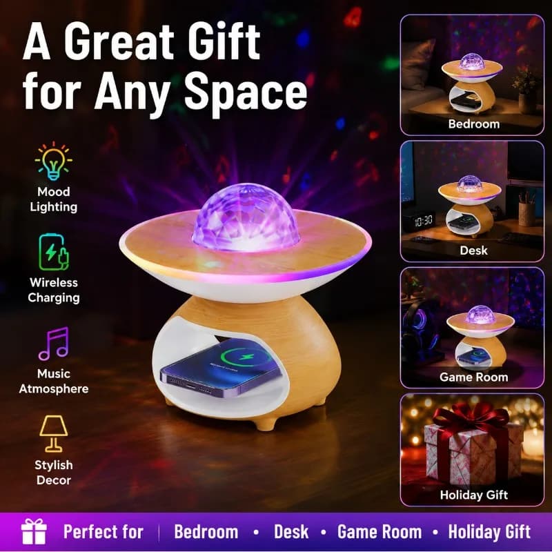 Wireless RGB Music Projector Night Light Bluetooth Speaker LED Galaxy Star Projector Lamp Bedroom Atmosphere Room Decor Gift