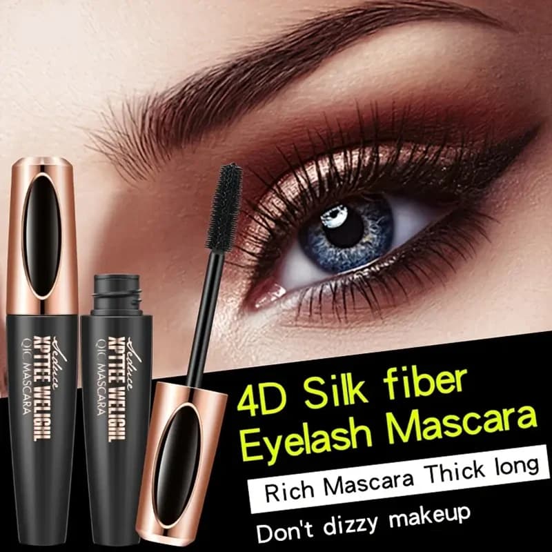 4D Mascara in Fiber, Waterproof, Moisturizing, Long-Term Curl Effect, Anti-Slip Formula, Fluid Application
