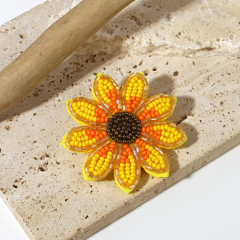 ALLYES Fashion Yellow Made Mano Beaded Spilla Braided for Bohemian Women Sunflower Spille Spille Jewelry Gifts