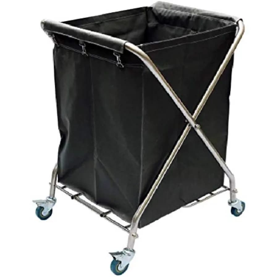 Carrello di Servizio Pieghevole Resistente con Sacchi Portabiancheria - Carrello Organizzatore Mobile su Ruote per Casa, Hotel e Servizi di Pulizia