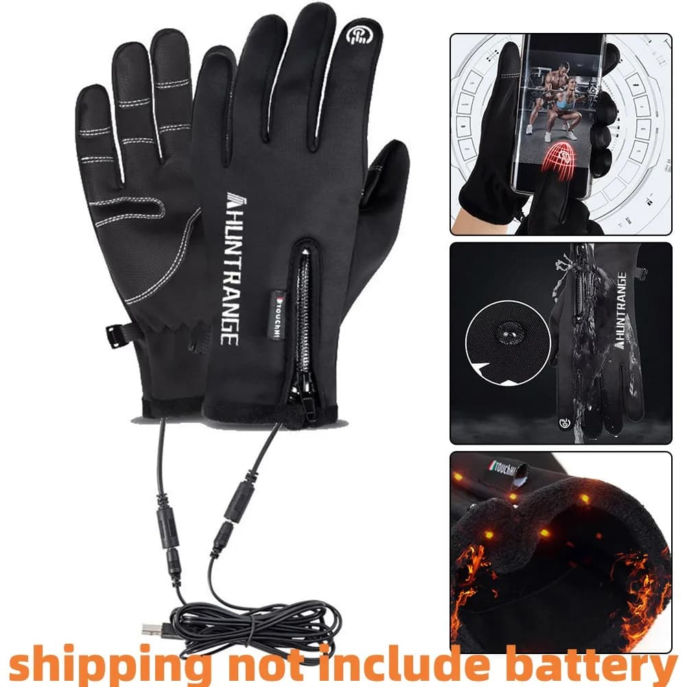 Guanti touch screen USB Guanti da moto riscaldati Guanti da sci invernali per ciclismo Corsa Guida Escursionismo Camminata (Senza batteria)