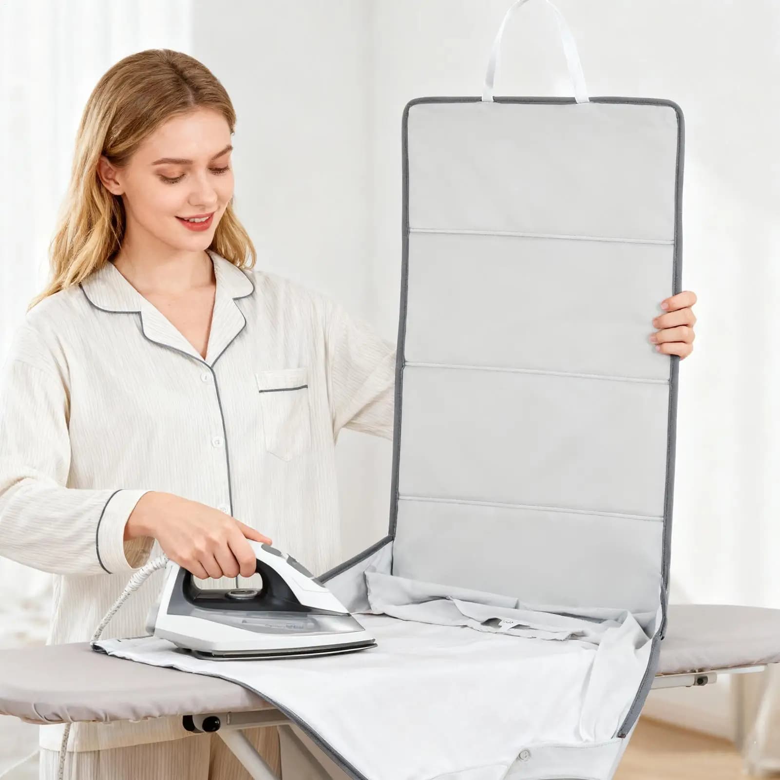 Asse da stiro a vapore pieghevole bifacciale per vestiti, ideale per cucito, conservazione, lavanderia domestica e lavaggio a secco