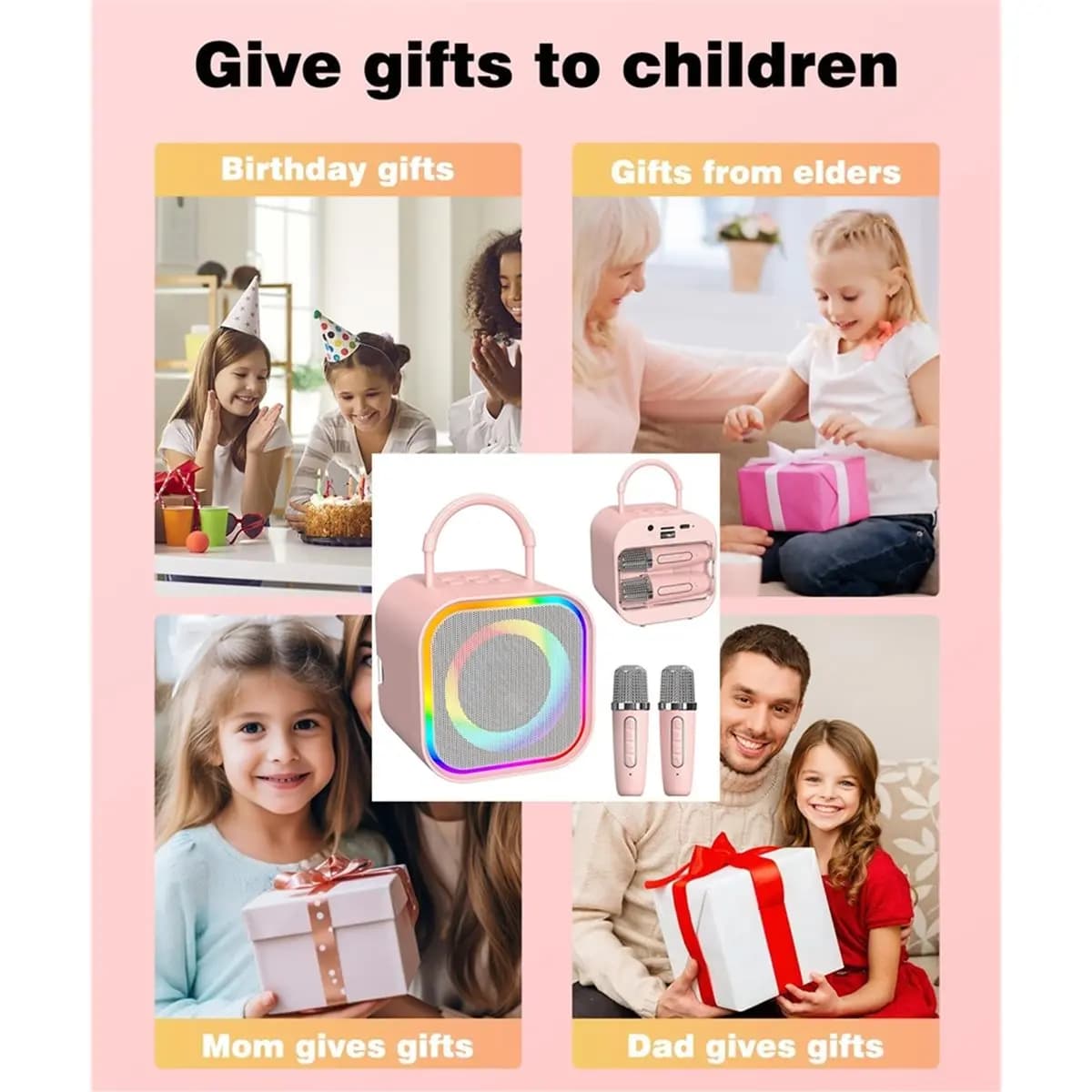 (BOFF) Mini Karaoke Machine for Kids, Portable Bluetooth Speaker with Dual Microphones, Ideal for Home Party Sing and Gifts