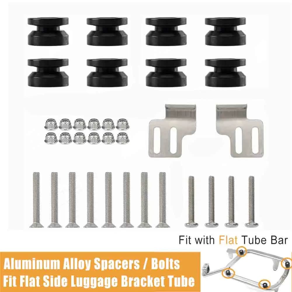 Per tubo piatto universale moto laterale portapacchi custodia bulloni fissaggio laterale vite distanziali telaio staffa accessori alluminio