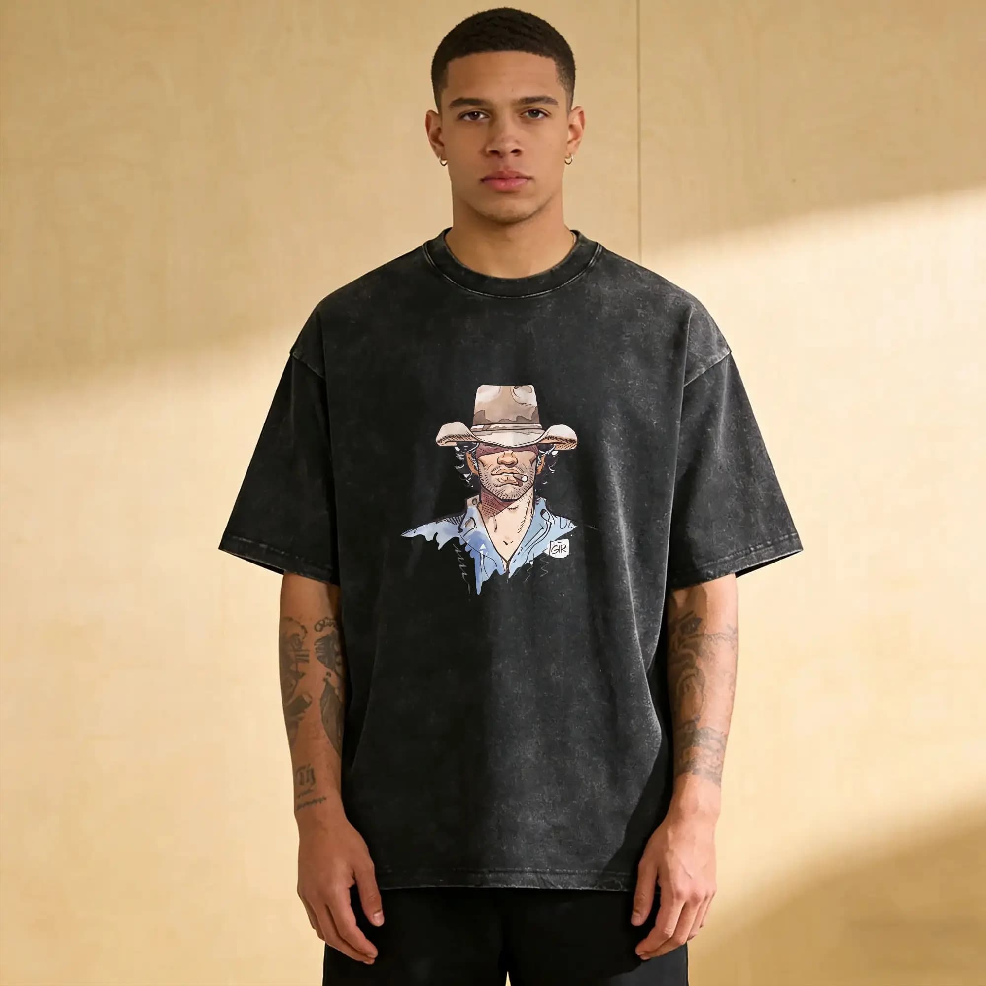Men LT. blueberry, jean giraud cowboy T-Shirts Tees Summer Vintage Short-Sleeved T-Shirt Harajuku Design Tee Shirt Hot Sale