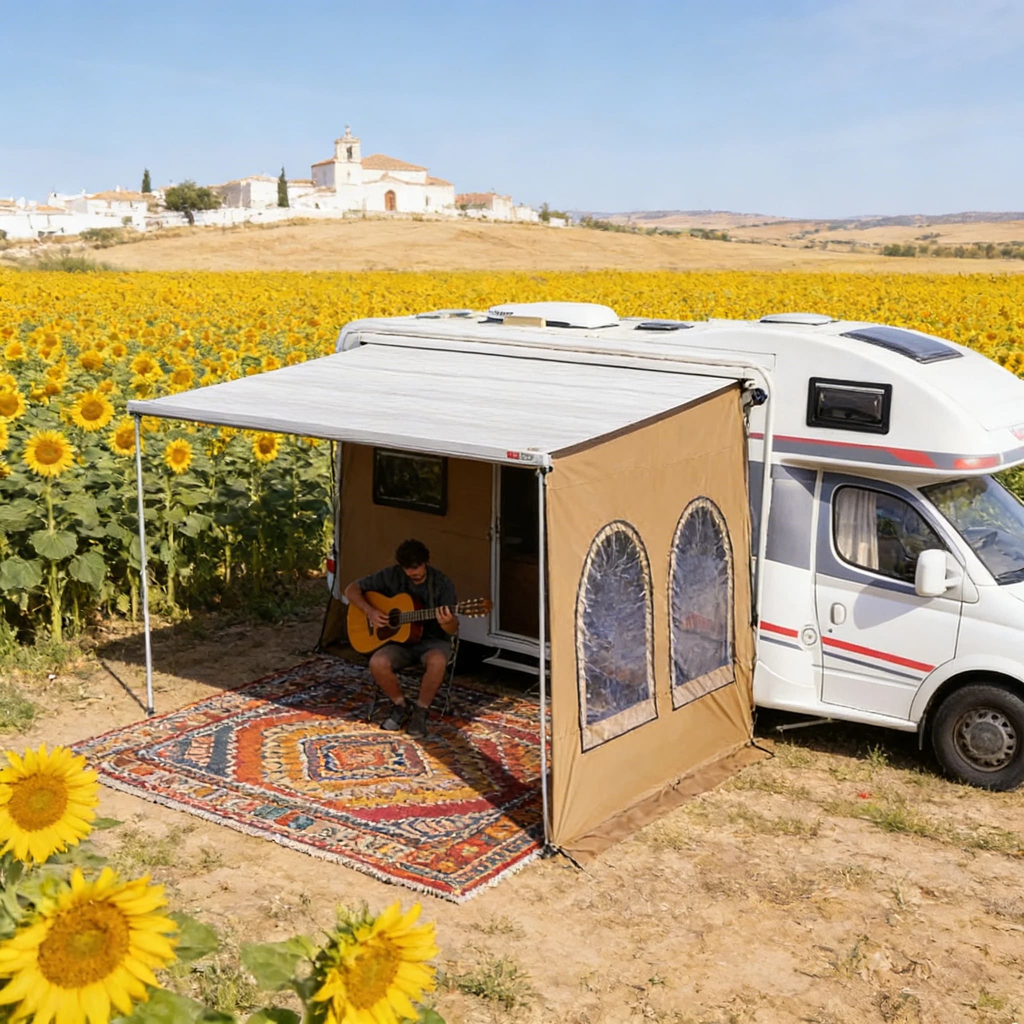 Tenda laterale JC per camper, impermeabile e antivento, adatta per campeggio a lungo termine e utilizzo in tutte le stagioni