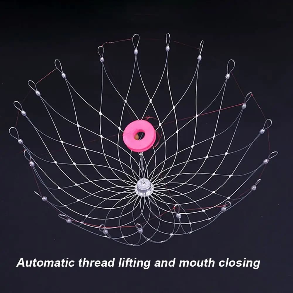 1 Pezzo Rete Trappola per Granchi in Filo d'Acciaio Inossidabile, Gabbia da Pesca Automatica con Apertura e Chiusura, 52/72cm, Accessori per la Pesca all'Aperto