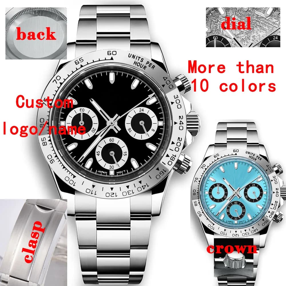 Men's Customized Quartz Watch Chronograph Luxury Fashion Sapphire Men's Watch Fashionable Sports Wrist Watch with Steel Strap