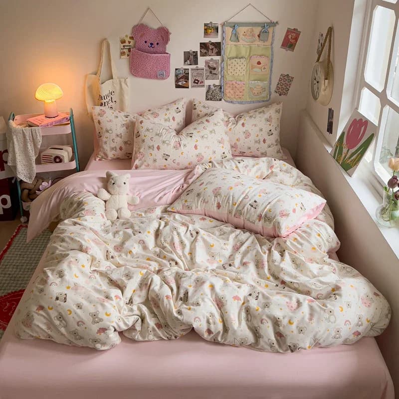 Copripiumino Koala Cartoon Set di biancheria da letto in microfibra Copripiumino per animali adorabili Copripiumino per camera da letto per bambini con 2 federe
