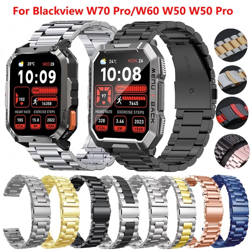 22mm Stainless Steel Strap For Blackview W70 Pro Smartwatch Metal Band For Blackview W60 W50 W50 Pro Bracelet Correa Watchband