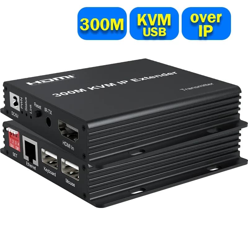 Extender KVM HDMI 300M on IP Rj45 Cat5e/6 1080P HDMI USB Ethernet Extender 984FT Support USB mouse keyboard network switch