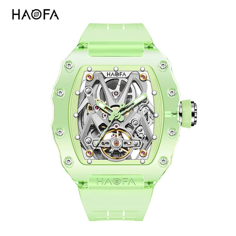 Haofa Luxury Transparent Crystal Mechanical Watches for Men Color Hollowing Automatic Mens Wristwtatch Waterproof Luminous 2209