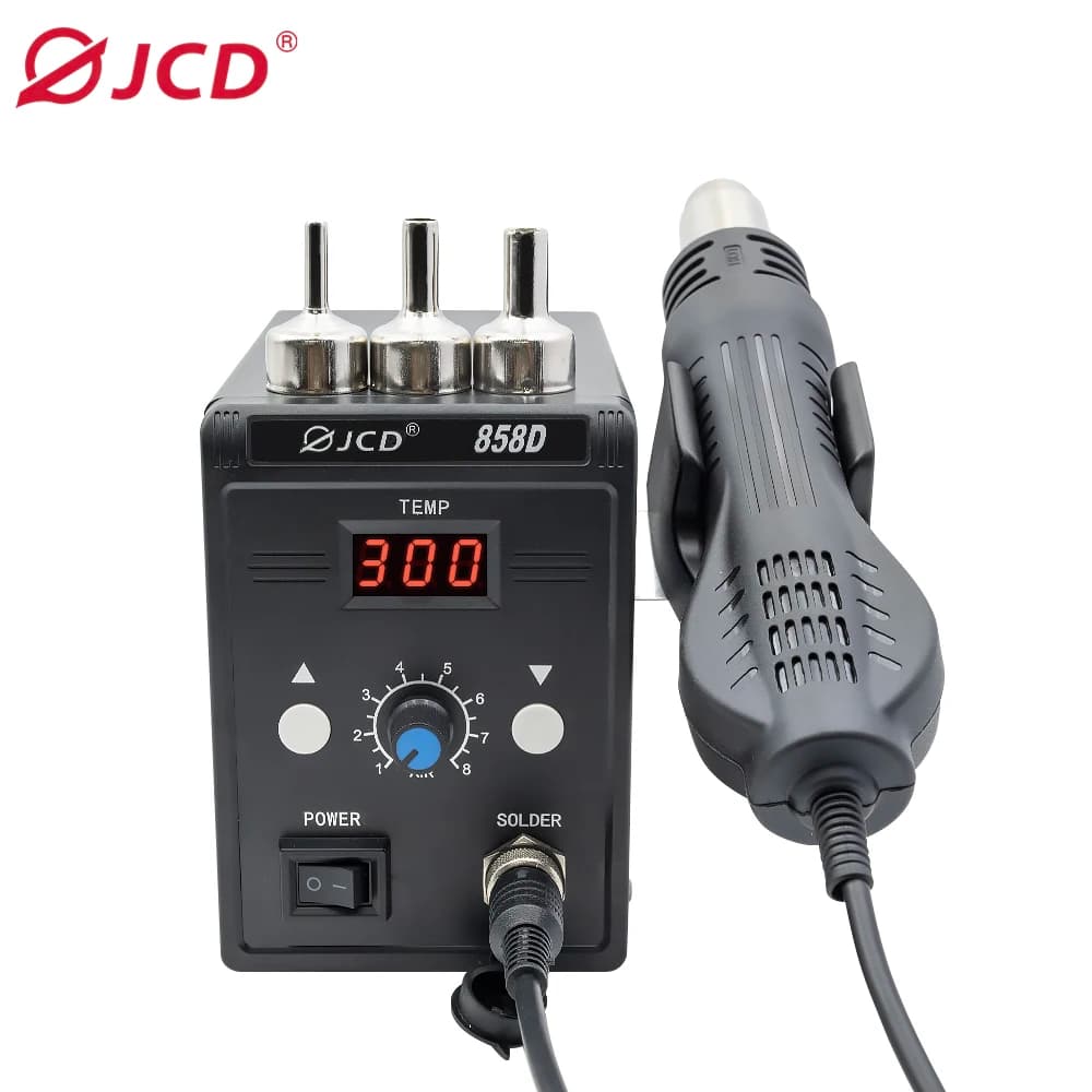 Pistola ad aria calda JCD 858D, stazione di rilavorazione BGA, pistola termica 220V 700W, asciugacapelli per saldatura SMD SMT IC, strumenti di riparazione per saldatura.