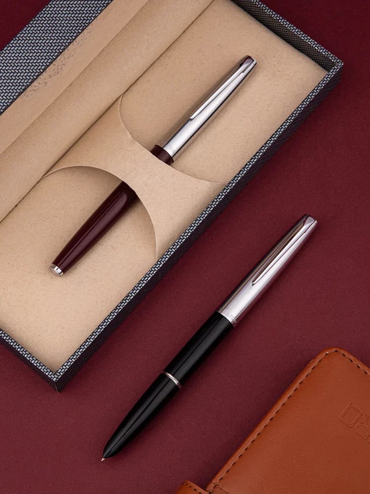 Hero 100 Type Semi-Steel Fountain Pen 14K Gold Nib Classic Retro Business Office Men's Gift High-End Gift Box Stationery Student