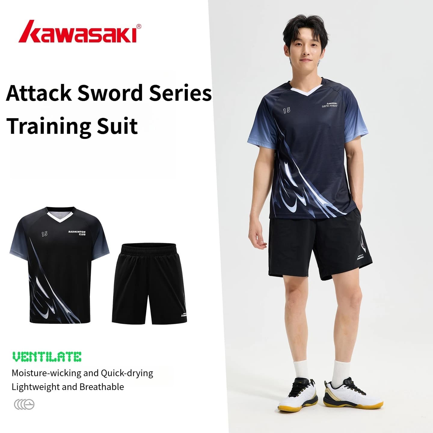 Kawasaki Badminton T Shirts Sets Volleyball Tennis Suits Shorts Sleeve Men Women Quick Dry Competition T-shirts Unisex Clothes