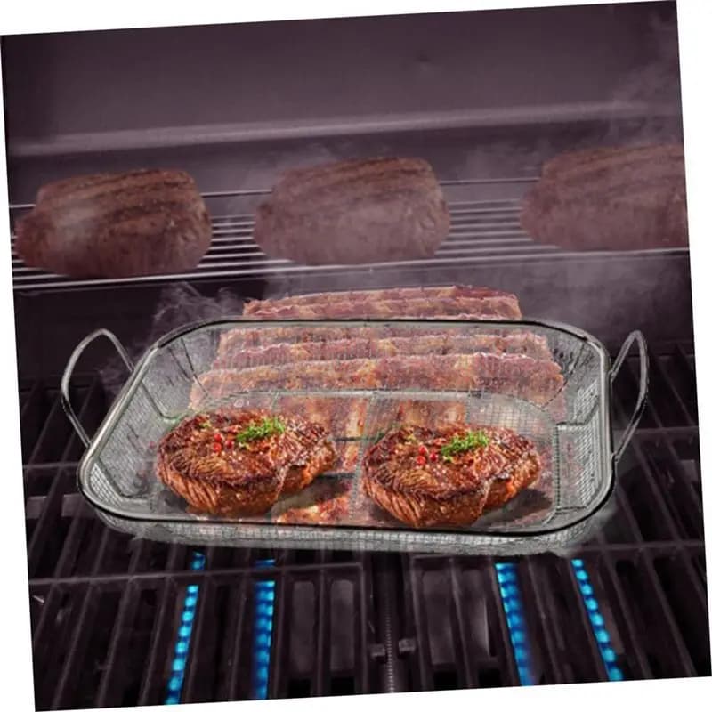 A75K 2 PZ Cestino per friggere Cestino per friggere in acciaio inossidabile Padella antiaderente Cestino per patatine fritte Teglia Grill Mesh Home