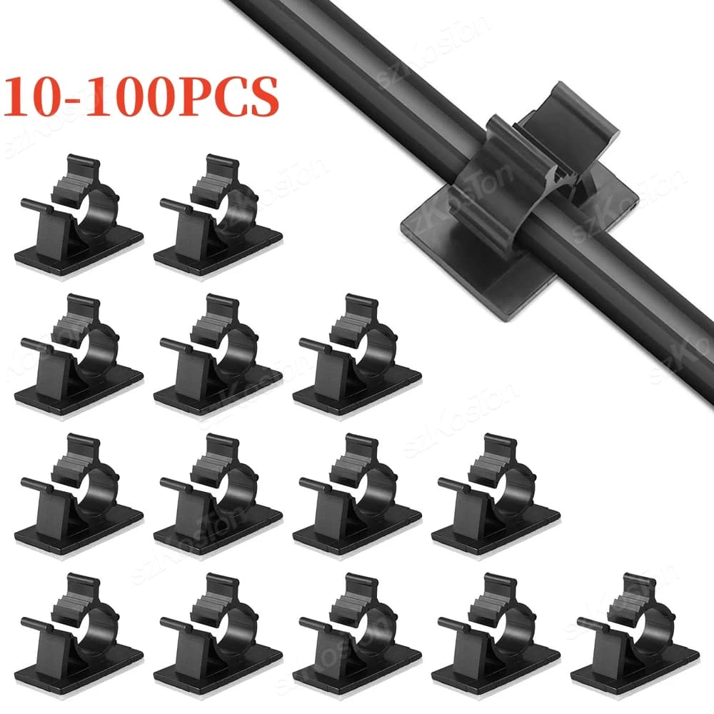 100/10PCS Organizzatore di cavi Clip per cavi autoadesive Morsetto per la gestione dei cavi da tavolo Supporto per cavo regolabile TV Avvolgicavo di ricarica
